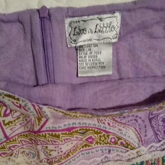 Live A Little Maxi Skirt Women's Size 16 Purple Floral VTG, Lined, Retro, - Picture 7 of 11
